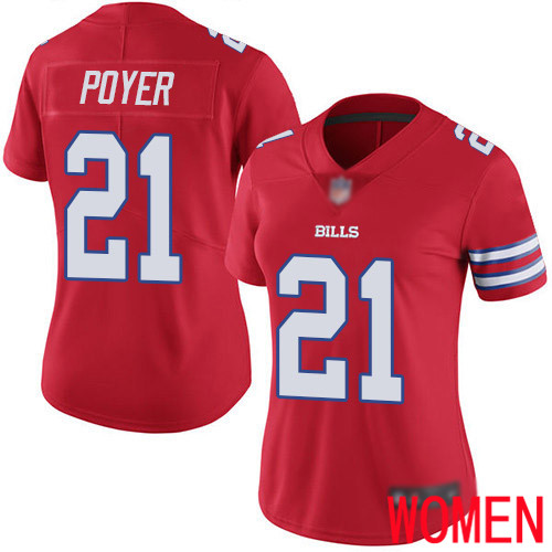 Women Buffalo Bills #21 Jordan Poyer Limited Red Rush Vapor Untouchable NFL Jersey